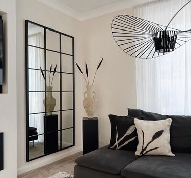 نافذة معدنية سوداء كبيرة بطول كامل من إبراهيم (180 سم × 90 سم)