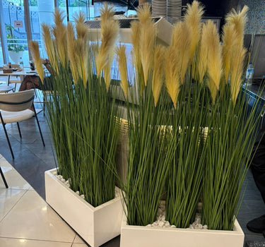 Artificial plant privacy plant in rectangle Plants UAE. Decorative potted plants in a modern indoor setting