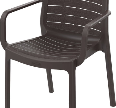 Brown Chair in UAE. Brown plastic chair with armrests on a white background