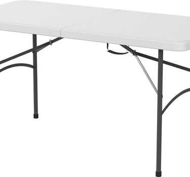 Folding Table 6 seater in UAE. White folding table with black metal legs on a white background.